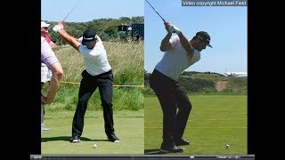 Jon Rahm golf swing  Long Iron faceon amp downtheline July 2017 [upl. by Ennyl]