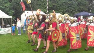 Roman Reenactment at the Amphitheatre in Caerleon Marching In [upl. by Kussell908]