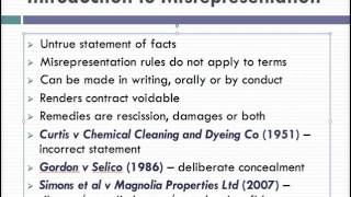 Misrepresentation Lecture 1 of 4 [upl. by Alasteir858]